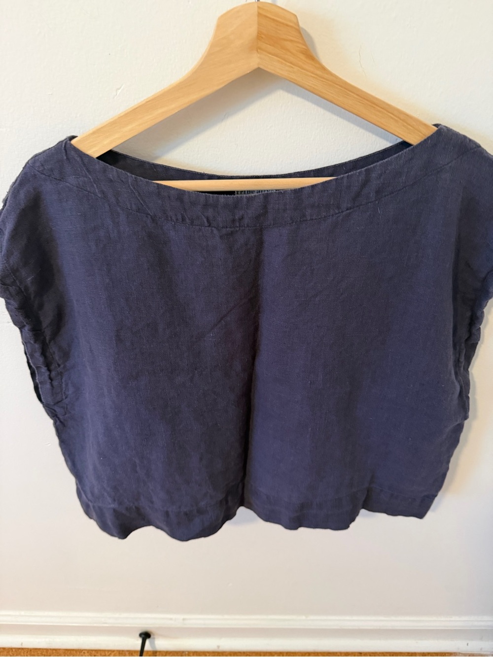 Relaxed Navy Linen Boatneck Top by